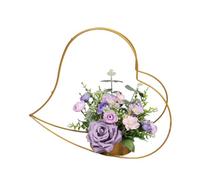 Jarrón Dorado para centros de Mesa, Soporte de Metal de Hierro de 40 x 35 x 17 cm, Soporte Organizador Floral geométrico en Forma de corazón, Soporte Decorativo de ABS de 510 g para Suelo de