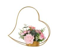 Jarrón Dorado para centros de Mesa, Soporte de Metal de Hierro de 40 x 35 x 17 cm, Soporte Organizador Floral geométrico en Forma de corazón, Soporte Decorativo de ABS de 510 g para Suelo de