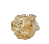 Jarron Flores Accesorios con Forma de jarrón cerámica, pétalos Patrones ondulados geométricos for arreglo Flores, decoración del hogar(Golden Small)