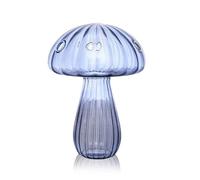 Jarron Flores Florero de Cristal con Forma Seta, Botella aromaterapia, Mesa Flor hidropónica Creativa for el hogar, decoración Sencilla(Blue)