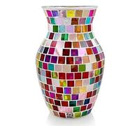 Jarron Flores Florero de Cristal Mosaico Pastoral, Muebles decoración for hogar y Restaurante(Style010)