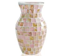 Jarron Flores Florero de Cristal Mosaico Pastoral, Muebles decoración for hogar y Restaurante(Style02)