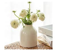 Jarron Flores Florero pequeño de cerámica Blanca, decoración Flores salón, arreglo secas hidropónicas, Maceta, florero Simple Retro Jarrones Decorativos(Pequeño)