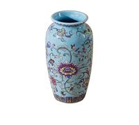 Jarron Flores Jarrón de cerámica pequeño Hecho a Mano, Elegante Pintura Vintage, jarrones Decorativos Porcelana esmaltada for Oficina y hogar(Blue-E)