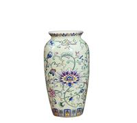 Jarron Flores Jarrón de cerámica pequeño Hecho a Mano, Elegante Pintura Vintage, jarrones Decorativos Porcelana esmaltada for Oficina y hogar(Cyan-E)