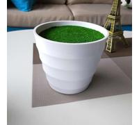 Jarrón grueso de plástico blanco con césped, maceta artificial de 13 cm con hojas de Monstera-Leaf para decoración del hogar, boda, fiesta, oficina y jardín