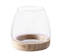 Jarrón hidropónico - Fish Bowl Decoración estética para el hogar | Tanque de peces en maceta transparente con base de madera | Acuario ecológico para la cena del baño de la sala de estar
