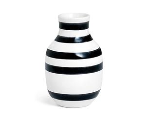 Jarrón Kähler H12,5 cm Omaggio diseño Original con Rayas pintadas a Mano, Negro