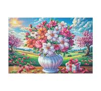 Jarrón Lleno de Flores Puzzles 1000 Piezas Obra De Arte Decorativa Urn Flora Surface Rompecabezas Familiar para Adultos DIY Creativo Aliviar Estrés Portátil 1000 PCS