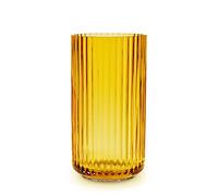 Jarrón Lyngby H25 cm Ámbar ámbar un jarrón Vidrio soplado a Boca de Estilo escandinavo con Ranuras como jarrón Decorativo para Flores, arbustos o farolillo para Velas y velitas de té