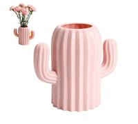 Jarrón para decoración del hogar, macetas Decorativas con Forma de Cactus, Superficies Mate, jarrones de Estilo escandinavo para Flores, jarrón de Esmalte de imitación(Rosa)