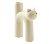 Jarrón para flores de cerámica en forma de gato - Lindo, minimalista, Boho para decoración de centro de mesa, cocina, casa o salón (beige)