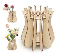 Jarrón para flores, florero de madera, rompecabezas para ensamblar bricolaje, soporte para ramo, flores secas y artificiales | decoración del hogar y la oficina - idea de regalo creativo