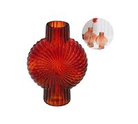 Jarrón para Flores y Decoraciones - Jarrón para decoración de Dormitorio, salón y Cocina, de Cristal, 18,5 x 8,5 x 25 cm, Rojo