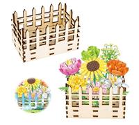 Jarrón para Lego Flores, Jarrón de Madera, Jarrón de Rompecabezas, Soporte de Exhibición de Valla de Madera para Lego Flores