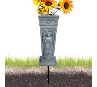 Jarrón para tumbas, jarrón de cementerio, diseño de ángel de resina, macetas para tumbas para todo tipo de clima, soporte de flores artificiales, decoración de tumba conmemorativa, al aire libre para
