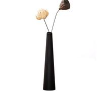 Jarrón pequeño de cerámica con flor cónica alta, jarrón negro, jarrón decorativo para el hogar, centro de mesa floral para boda y oficina (negro)