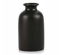 Jarrón pequeño de cerámica negro, estilo minimalista para estante de mesa moderno, para chimenea, dormitorio, cocina, sala de estar, decoración del hogar (negro, pequeño)