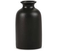 Jarrón pequeño de cerámica negro, estilo minimalista para estante de mesa moderno, para chimenea, dormitorio, cocina, sala de estar, decoración del hogar (negro, mediano)