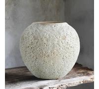 Jarrón rústico de cerámica blanca con flores redondas de arcilla, jarrones grandes de terracota para centro de mesa decorativo, decoración vintage del hogar, estética para sala de estar, dormitorio,