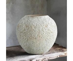 Jarrón rústico de cerámica blanca con flores redondas de arcilla, jarrones grandes de terracota para centro de mesa decorativo, decoración vintage del hogar, estética para sala de estar, dormitorio,
