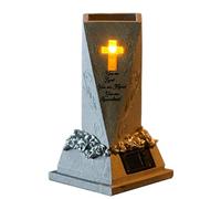 Jarrón Solar para Cementerio | Decoración Resina Impermeable con la Luz de Cruz LED,Florero Solar para Cementerio al Aire Libre | para y Familiares, Jardín Exterior, Patio, Césped, Cementerio