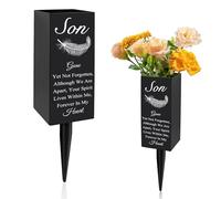 Jarrones de Cementerio de Hijo para Tumba, jarrón de Metal con estaca, Decoraciones de Cementerio de Hijo, marcadores conmemorativos de Tumba, Letrero de decoración de Tumba para Tumba al Aire Libre