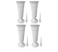 Jarrones de cementerio, paquete de 4 jarrones de plástico para tumba, soporte desmontable para flores conmemorativas con picos para tumba, césped, jardín conmemorativo (blanco)