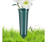Jarrones de cementerio para tumba, soporte conmemorativo para flores para una colocación estable, tumba al aire libre con estaca para el suelo, jarrón marcador para flores artificiales, decoración y