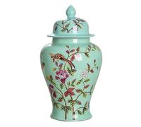 Jarrones de cerámica con tapa, estilo Ginger Jar, para decoración del hogar, con estampado de flores y pájaros, estilo templo, de porcelana tradicional china de Jingdezhen, para decoración de flo