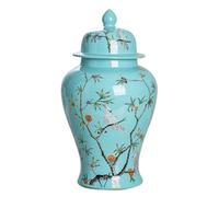 Jarrones de cerámica con tapa, estilo Ginger Jar, para decoración del hogar, con estampado de flores y pájaros, estilo templo, de porcelana tradicional china de Jingdezhen, para decoración de flo