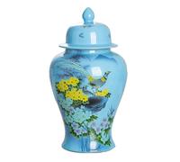 Jarrones de cerámica con tapa, estilo Ginger Jar, para decoración del hogar, con estampado de flores y pájaros, estilo templo, de porcelana tradicional china de Jingdezhen, para decoración de flo