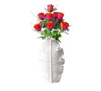 Jarrones de Ceramica Decorativos Modernos Jarron Ceramica Blanco Jarron Ceramica Flores Pequeño con Forma de Hoja De Arce en Boho Moderno Minimalismo Estilo para Sala de Estar Boda Mesa de Cena (M)