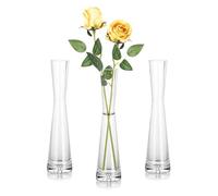 Jarrones de Cristal Jarrones Decorativos: Hewory3Piezas Floreros Decorativos Modernos Jarrón de Vidrio,24cm Altos Jarrones para Flores Floreros Pequeños para Centros Decorativos de Mesa Hogar Salon