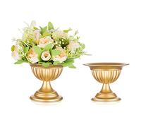 Jarrones de metal de Sziqiqi dorados para flores, 2 jarrones pequeños vintage para decoración de boda, mini arreglos florales, jarrón de mesa, maceta para bodas, fiestas, centros de mesa