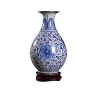Jarrones de Porcelana Azul y Blanco Jarrón de cerámica Pintada a Mano Color Inferior de grieta Antiguo Glazo de grieta Antigua y Blanco Jarrón de Porcelana Sala de Estar Adornados Chinos decoración