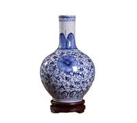 Jarrones de Porcelana Azul y Blanco Jarrón de cerámica Pintada a Mano Color Inferior de grieta Antiguo Glazo de grieta Antigua y Blanco Jarrón de Porcelana Sala de Estar Adornados Chinos decoración