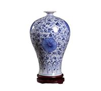 Jarrones de Porcelana Azul y Blanco Jarrón de cerámica Pintada a Mano Color Inferior de grieta Antiguo Glazo de grieta Antigua y Blanco Jarrón de Porcelana Sala de Estar Adornados Chinos decoración