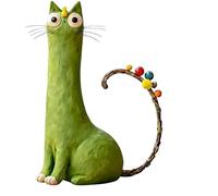 Jarrones De Resina con Forma De Gatos, Originales Jarrón de Gato Peculiar Hecho a Mano, Figura cerámica jarrón Lindo, plantador Gatito Divertido for Escritorio(Green Sitting)