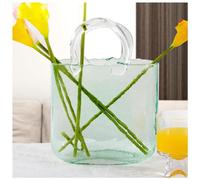 Jarrones Decorativos Modernos, con Burbuja Jarrones Decorativos JarróN De Bolsa De Cristal, Ideal para DecoracióN del Hogar, Boda,Style1-Green