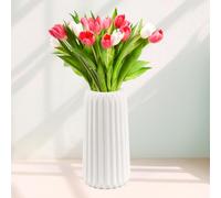 Jarrones Decorativos Modernos, Jarrones en Blanco 20 cm, Jarrón para Hierba de Pampas, Jarrone de Cerámica, Jarrones Decorativos para el Hogar, Salón, Mesa de Comedor, Decoración de Oficina
