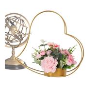 Jarrones dorados para centros de mesa de flores, centro de mesa de hierro en forma de corazón, decoración de jarrón de mesa, ramo floral para decoración de mesa del hogar