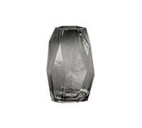 Jarrones Geometric Glass Vase with Hammered Texture, Clear Gray Flower Vases for Home Decor, Living Room, Office, Table Centerpiece(Small)