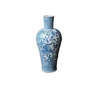 Jarrones Painted Blue and White Porcelain Vase, Traditional Chinese Meiping Vase for Home Decor, Living Room, Office, Table Centerpiece