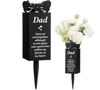 Jarrones para tumbas jarrones metálicos con Plumas de 7, 6 x 20, 3 cm y Punta Impresionantes conmemorativos para papá para Decorar tumbas. sin Flores y Punta.