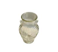 Jarrones Vintage Ribbed Glass Vase with Handles, Clear Flower Vase for Home Decor, Living Room, Office, Table Centerpiece