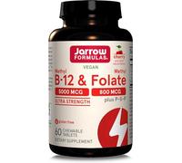 Jarrow Formulas, Methyl B12 5.000mcg/Methyl Folate 800mcg, Depósito de 10 Días, Sabor Cereza, 60 Comprimidos veganos, Probado en Laboratorio, Sin Gluten, Vegetariano, Sin Soja, Sin OGM