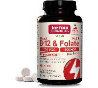 Jarrow Formulas Metil B-12 5000 mcg & Metil Folato 800 mcg Cereza - 60 Tabletas Masticables