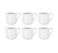 Jarsense 6cs - Mini jarra de leche de cerámica, 45 ml, para crema, salsa, jarabe, servidor de natillas con asa para leche, café, salsa de crema, color blanco