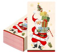 JarThenaAMCS 100 servilletas de Navidad para invitados, caja de regalo de Papá Noel, servilletas de papel desechables, servilletas de mano retro para cena de Acción de Gracias, cosecha, suministros de